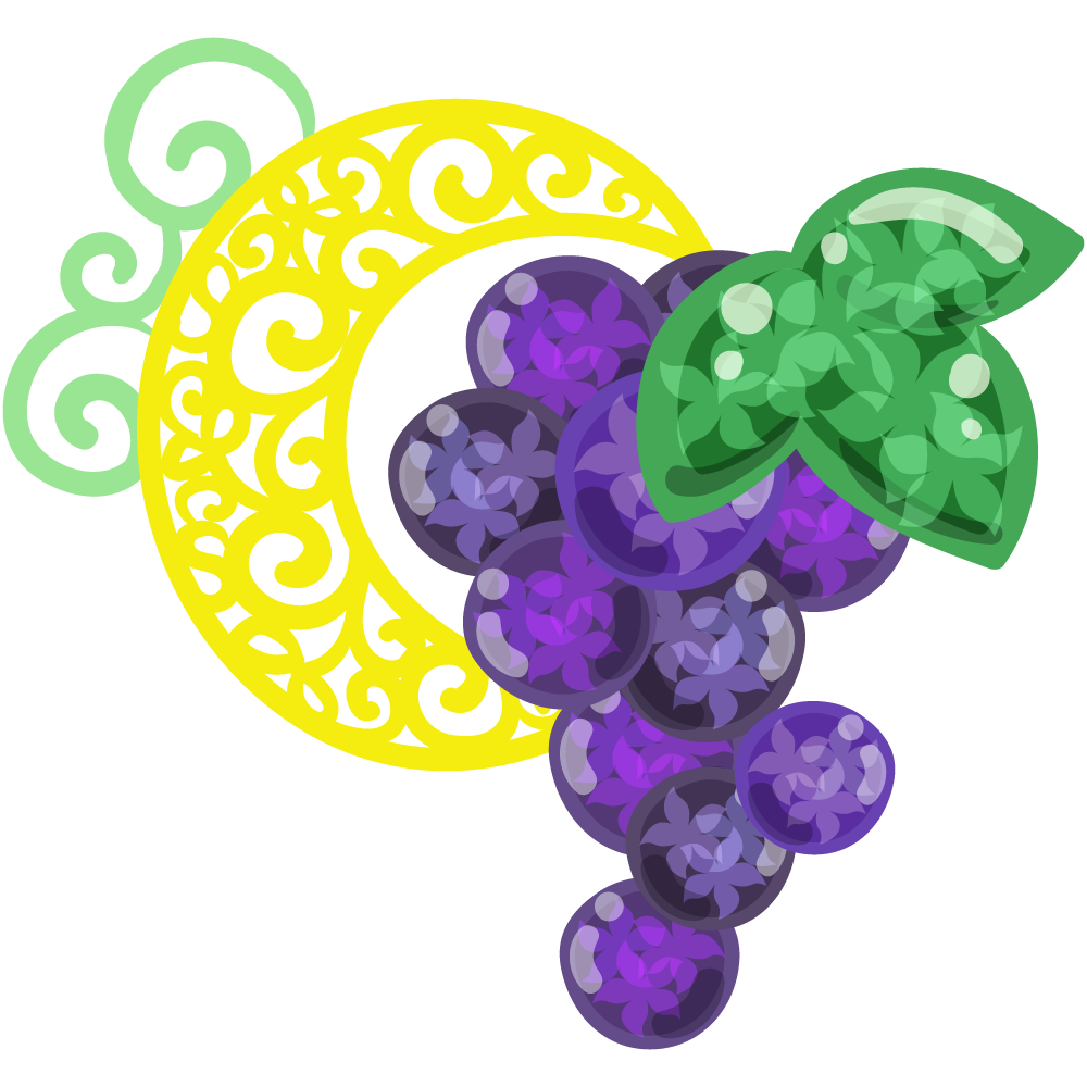 美味しそうなぶどうのフリーイラスト素材　-宝石-
