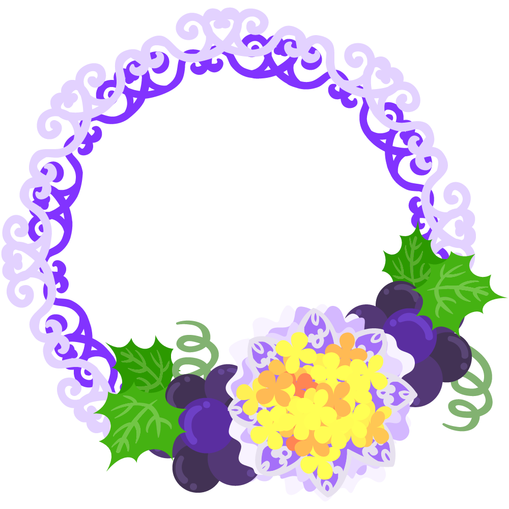 美味しそうなぶどうのフリーイラスト素材　-リース-