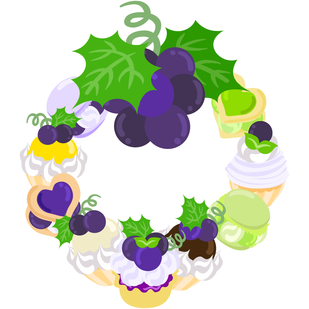 美味しそうなぶどうのフリーイラスト素材　-リース-