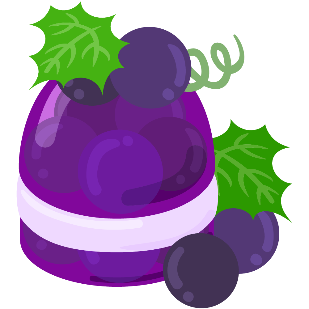 美味しそうなぶどうスイーツのフリーイラスト素材　-ゼリー-