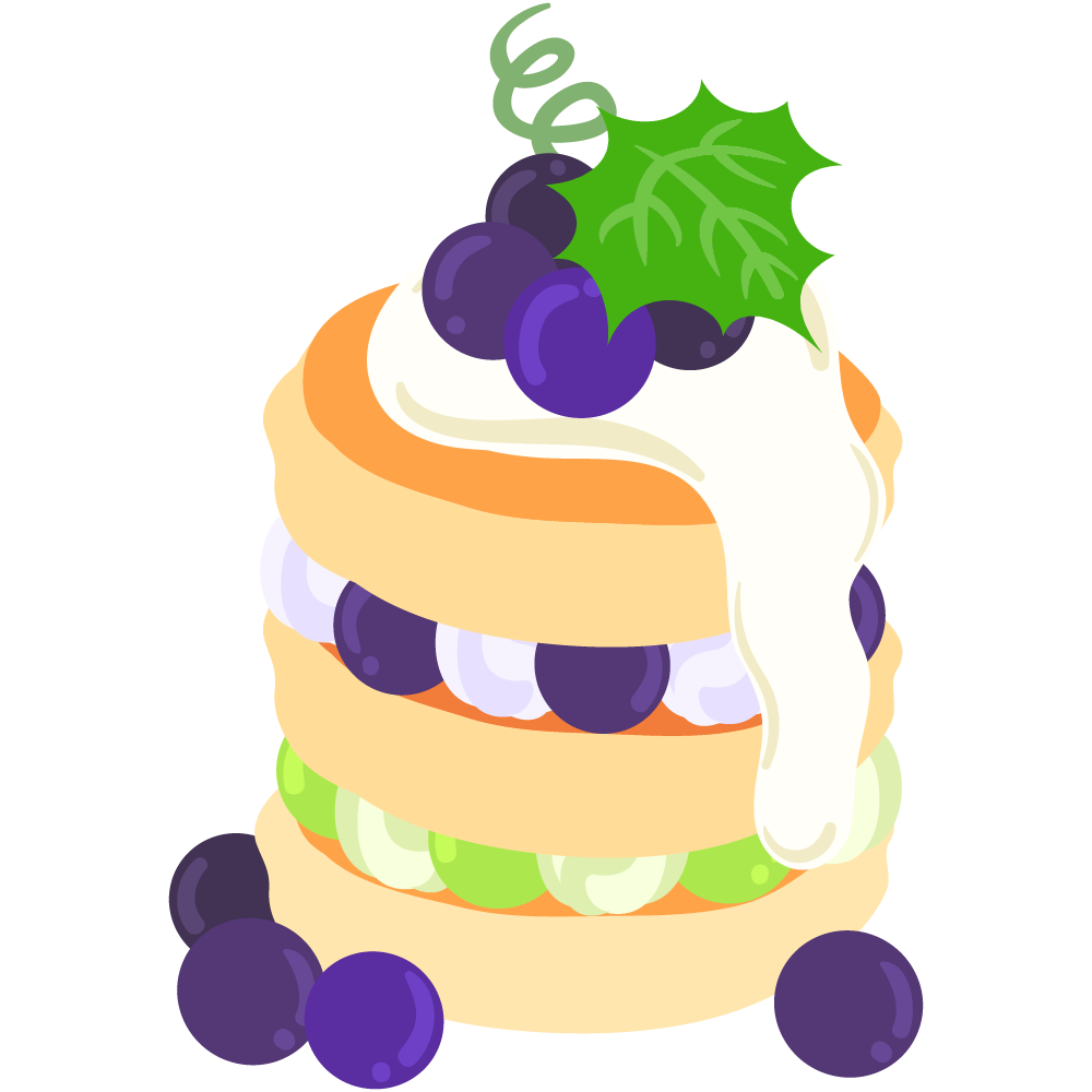 美味しそうなぶどうスイーツのフリーイラスト素材　-パンケーキ-