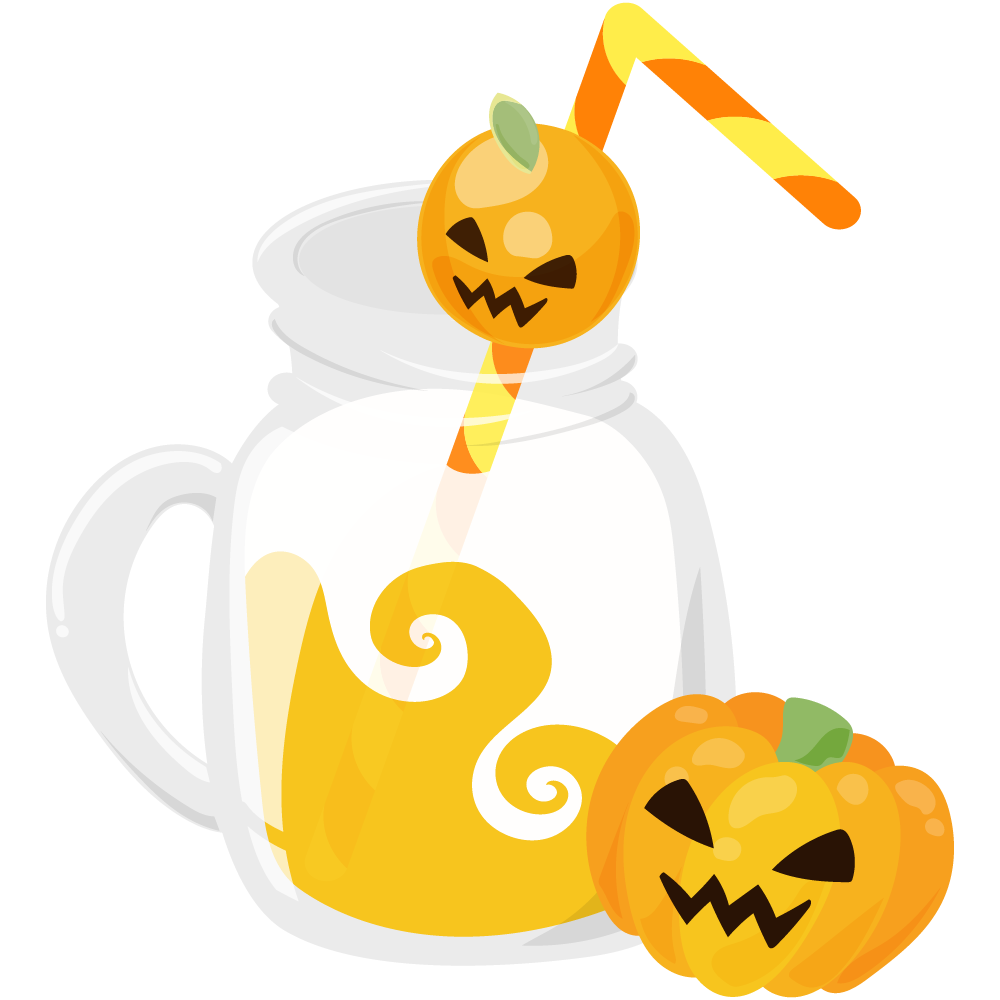 美味しそうなハロウィンスイーツのフリーイラスト素材　-アイスラテ-