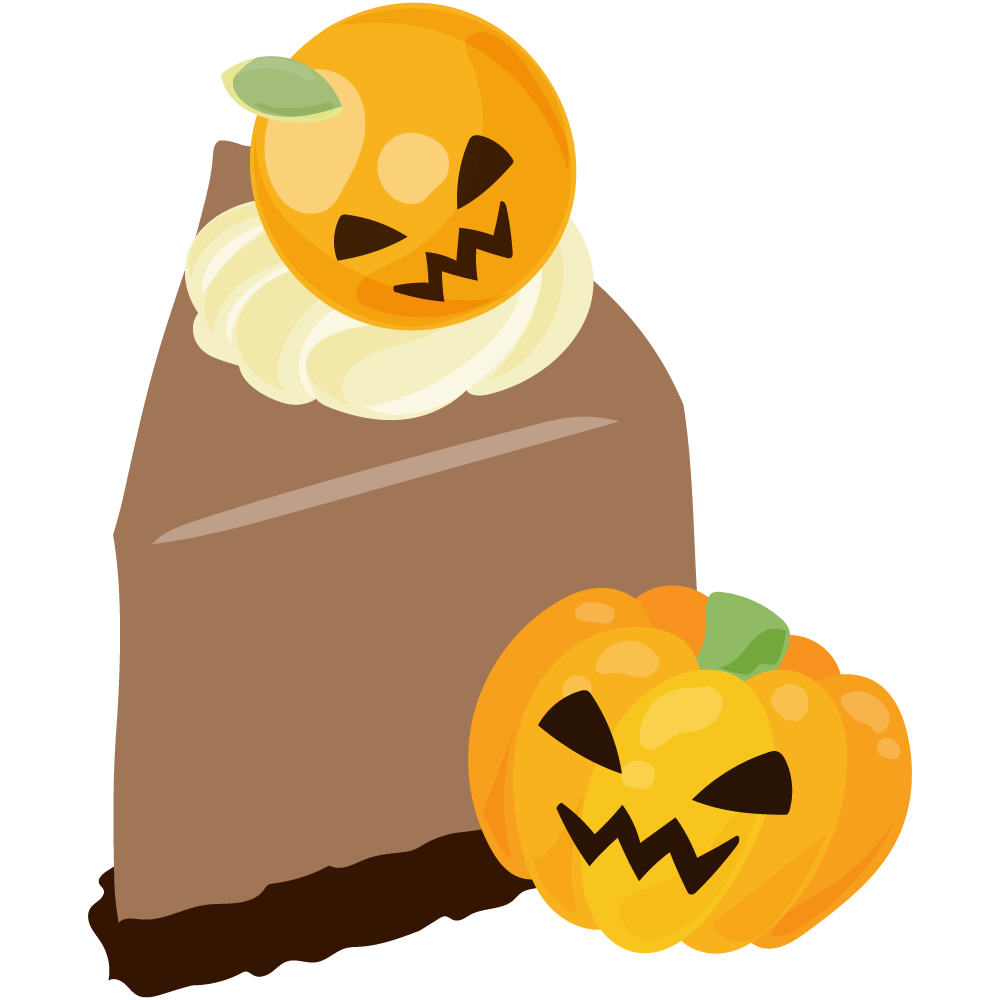 美味しそうなハロウィンスイーツのフリーイラスト素材　-レアチーズケーキ-