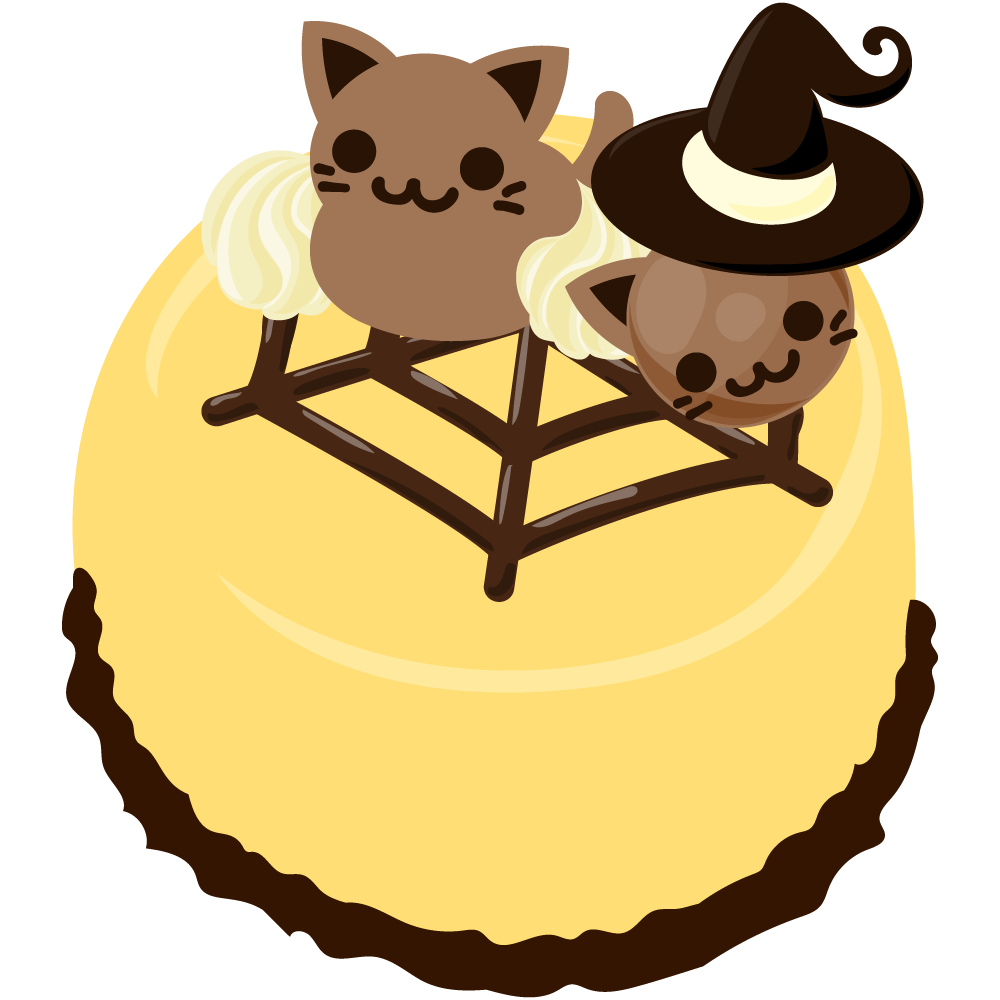 美味しそうなハロウィンスイーツのフリーイラスト素材　-レアチーズケーキ-