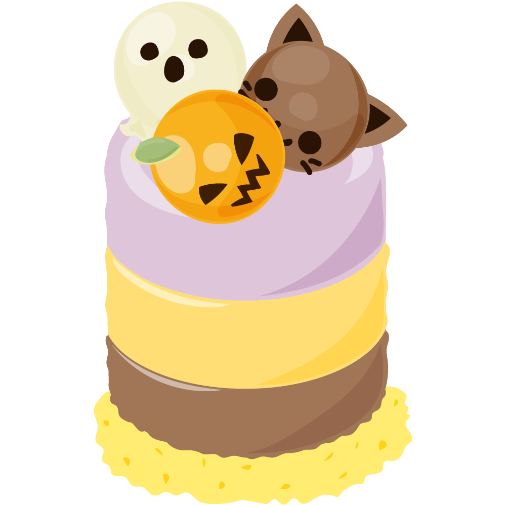 美味しそうなハロウィンスイーツのフリーイラスト素材　-レアチーズケーキ-