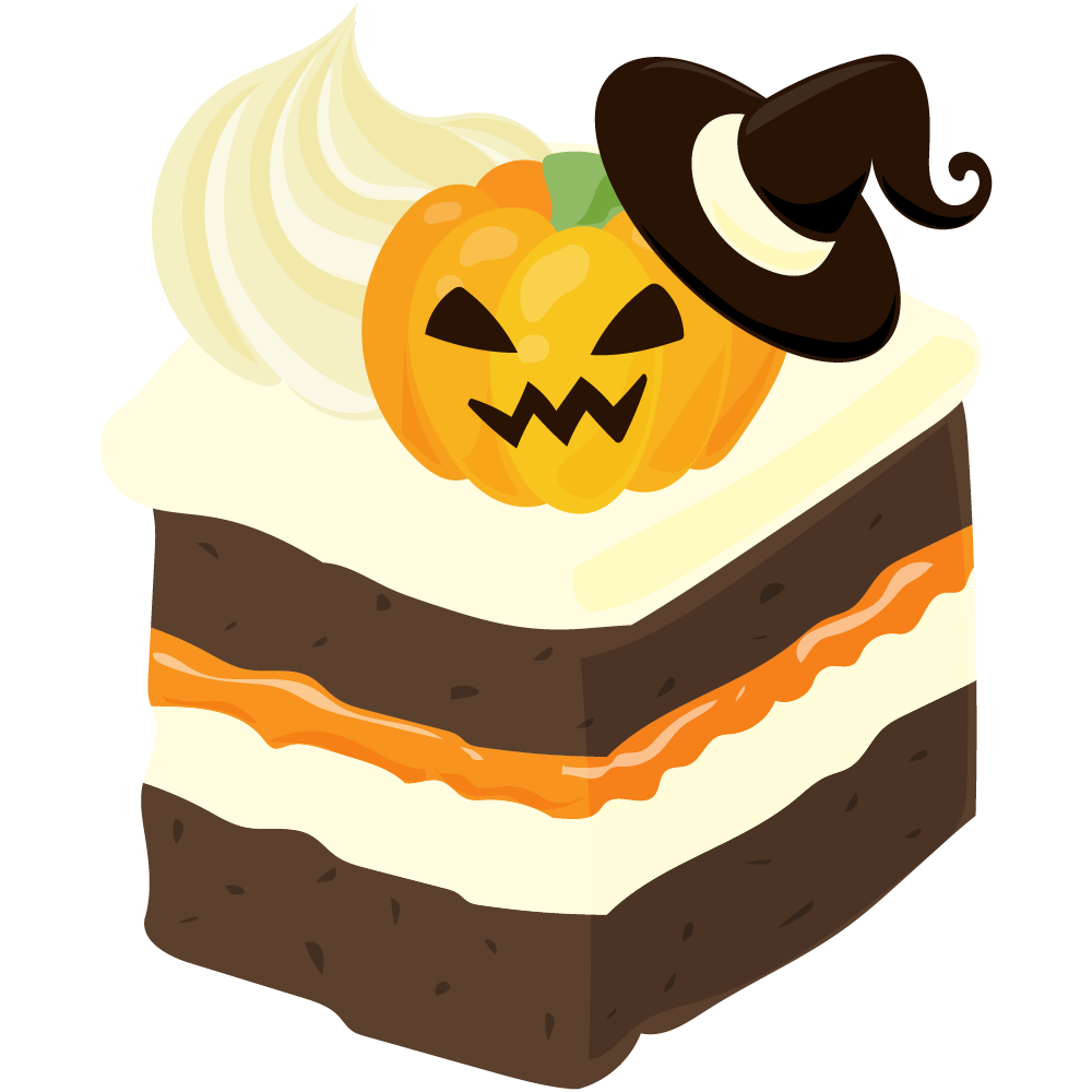 美味しそうなハロウィンスイーツのフリーイラスト素材　-スクエアケーキ-