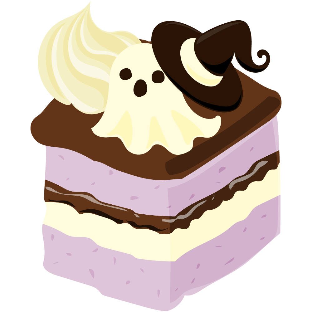美味しそうなハロウィンスイーツのフリーイラスト素材　-スクエアケーキ-