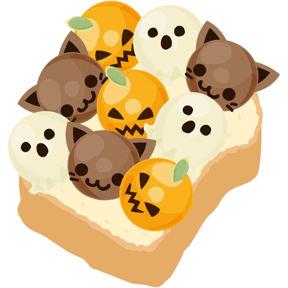 美味しそうなハロウィンスイーツのフリーイラスト素材　-トーストスイーツ-
