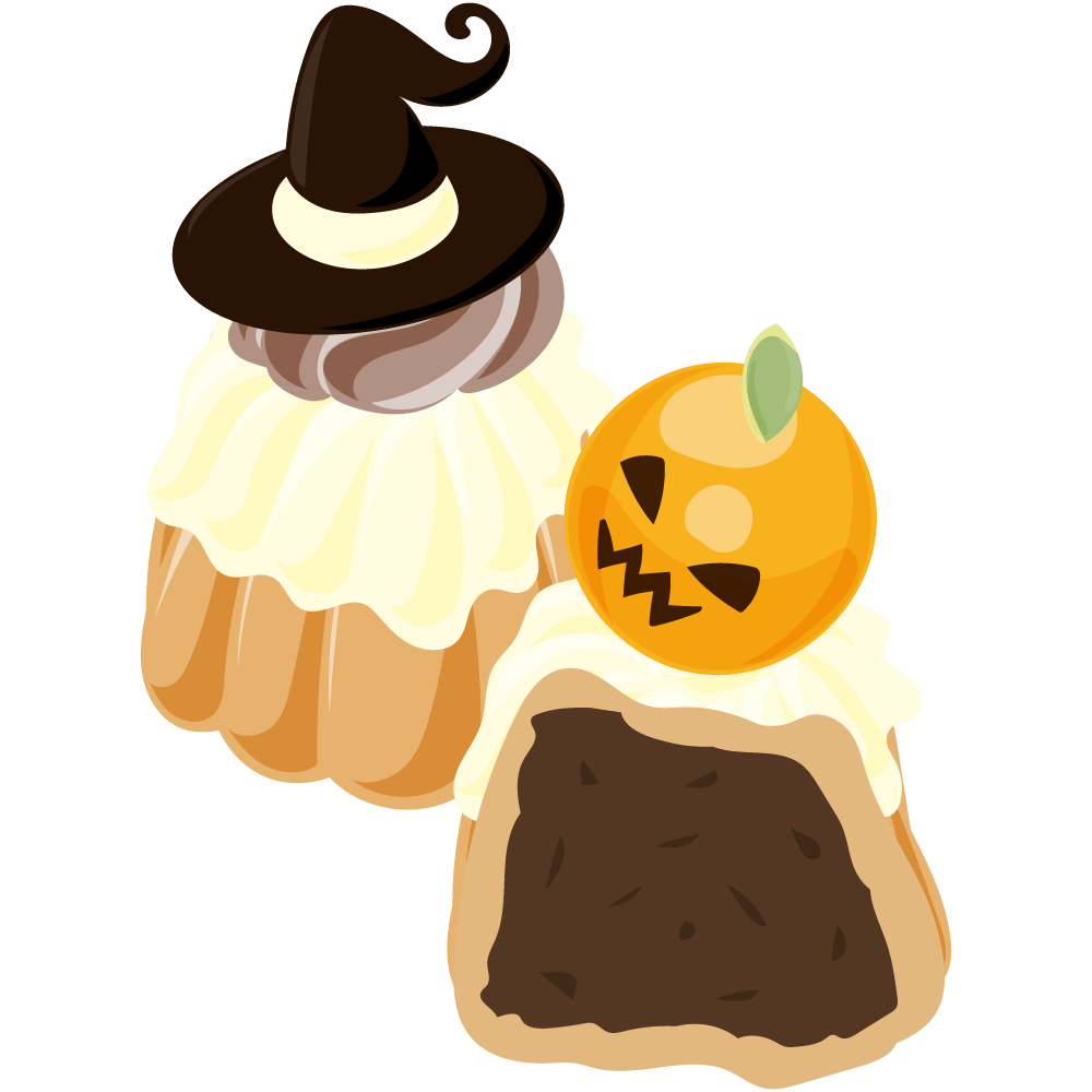 美味しそうなハロウィンスイーツのフリーイラスト素材　-カヌレ-