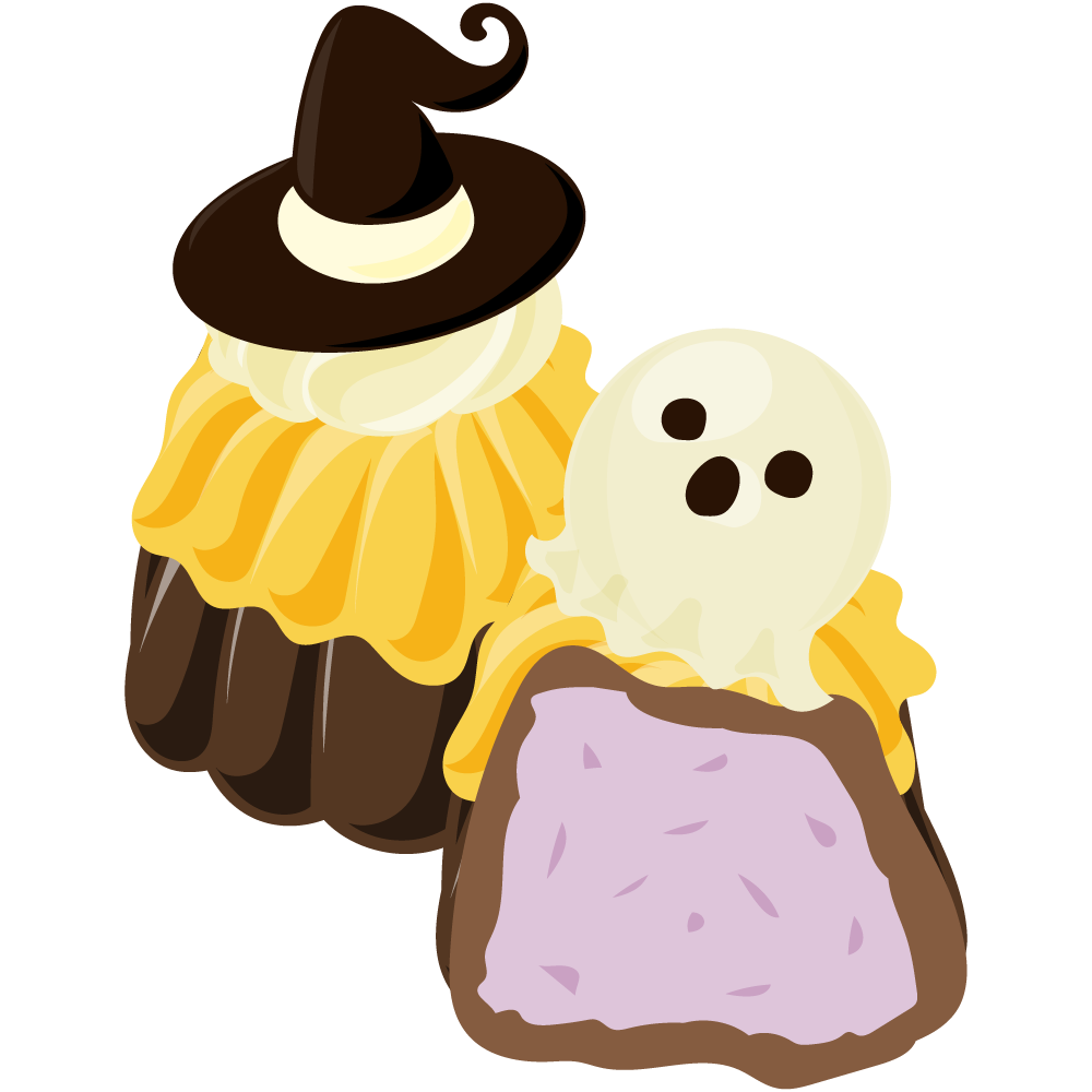 美味しそうなハロウィンスイーツのフリーイラスト素材　-カヌレ-