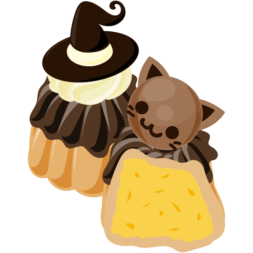 美味しそうなハロウィンスイーツのフリーイラスト素材　-カヌレ-