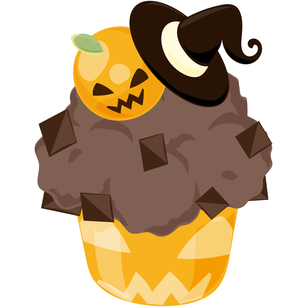 美味しそうなハロウィンスイーツのフリーイラスト素材　-マフィン-