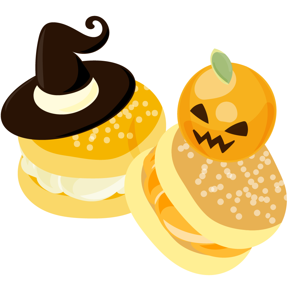 美味しそうなハロウィンスイーツのフリーイラスト素材　-ブッセ-