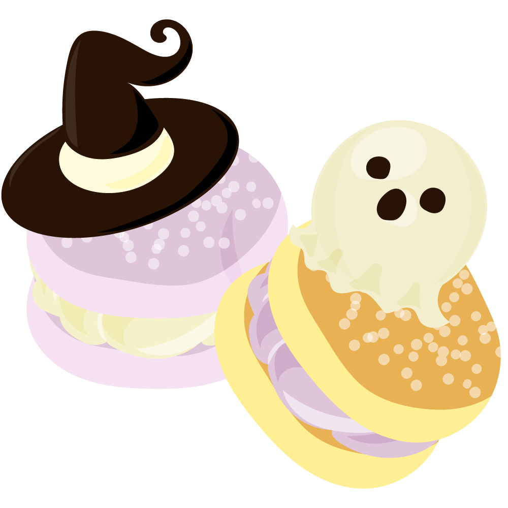 美味しそうなハロウィンスイーツのフリーイラスト素材　-ブッセ-