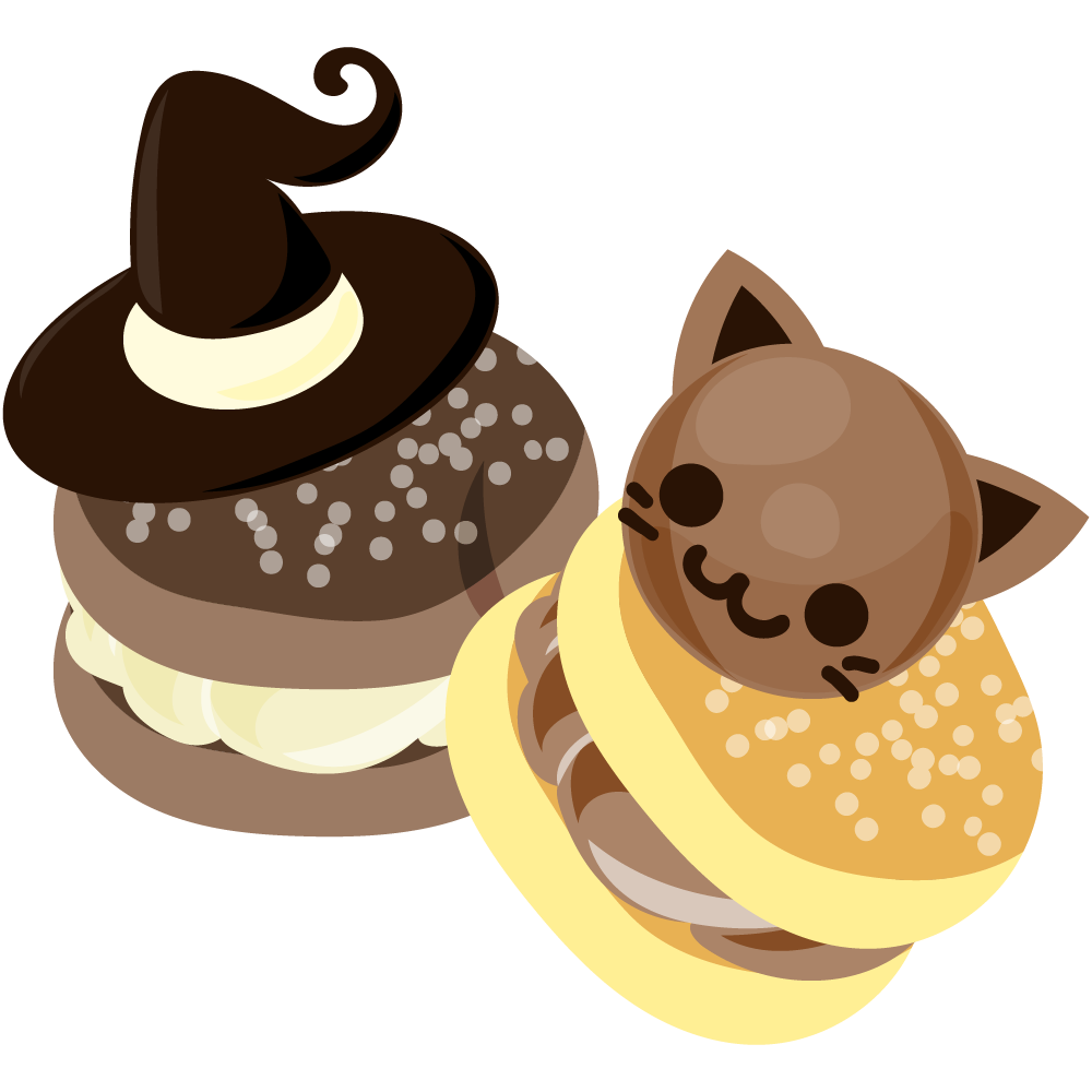 美味しそうなハロウィンスイーツのフリーイラスト素材　-ブッセ-