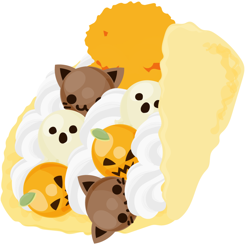 美味しそうなハロウィンスイーツのフリーイラスト素材　-クレープ-