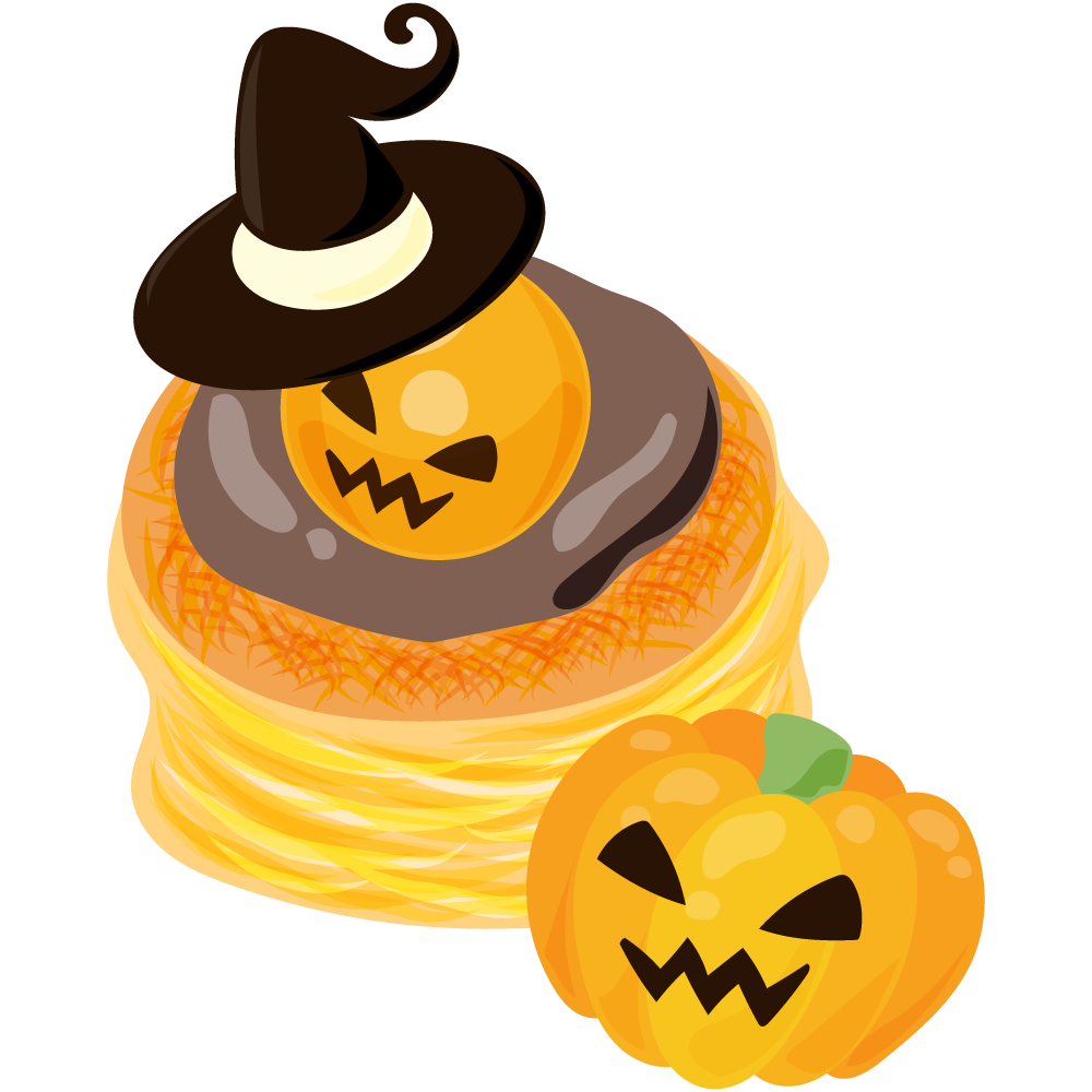 美味しそうなハロウィンスイーツのフリーイラスト素材　-デニッシュ-