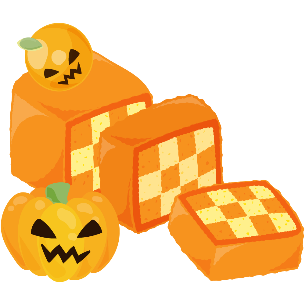 美味しそうなハロウィンスイーツのフリーイラスト素材　-サンセバスチャンケーキ-