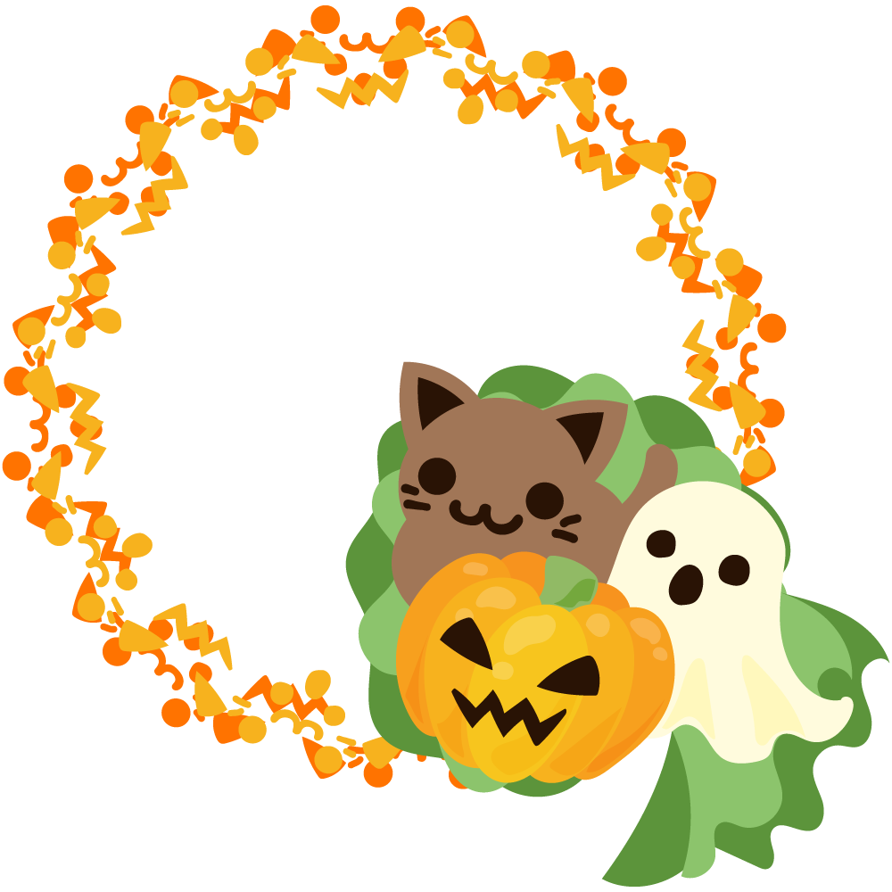 可愛いハロウィンのフリーイラスト素材　-リース-