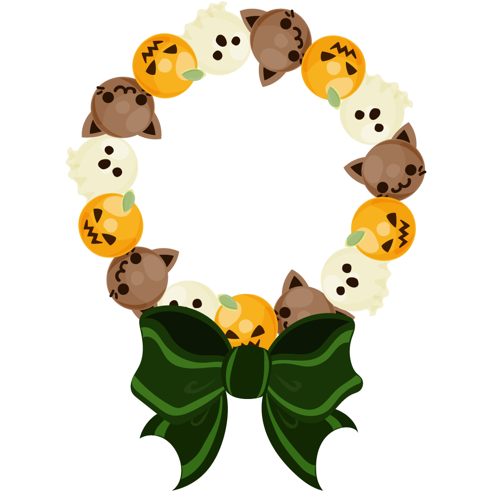 可愛いハロウィンのフリーイラスト素材　-リース-