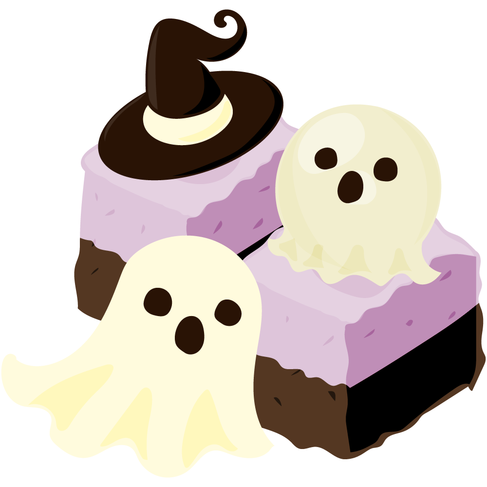 美味しそうなハロウィンスイーツのフリーイラスト素材　-ブラウニー-
