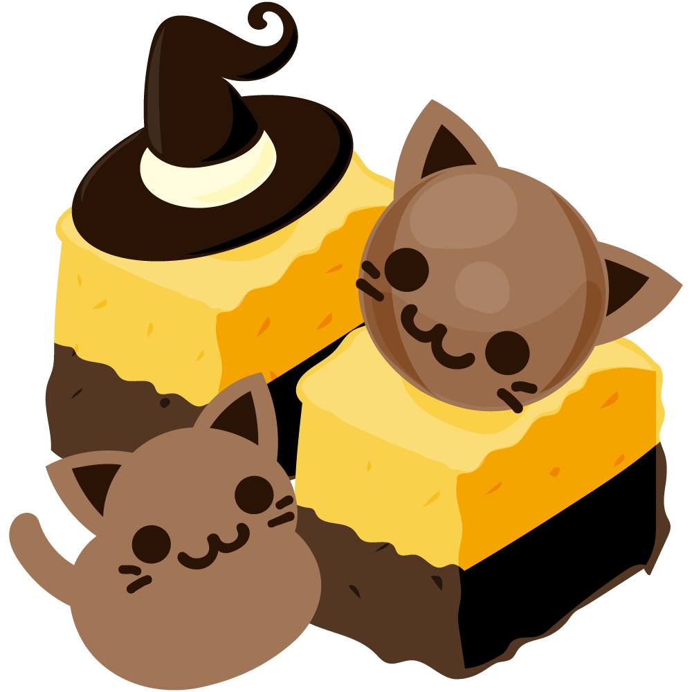 美味しそうなハロウィンスイーツのフリーイラスト素材　-ブラウニー-