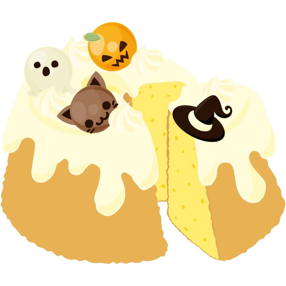 美味しそうなハロウィンスイーツのフリーイラスト素材　-シフォンケーキ-