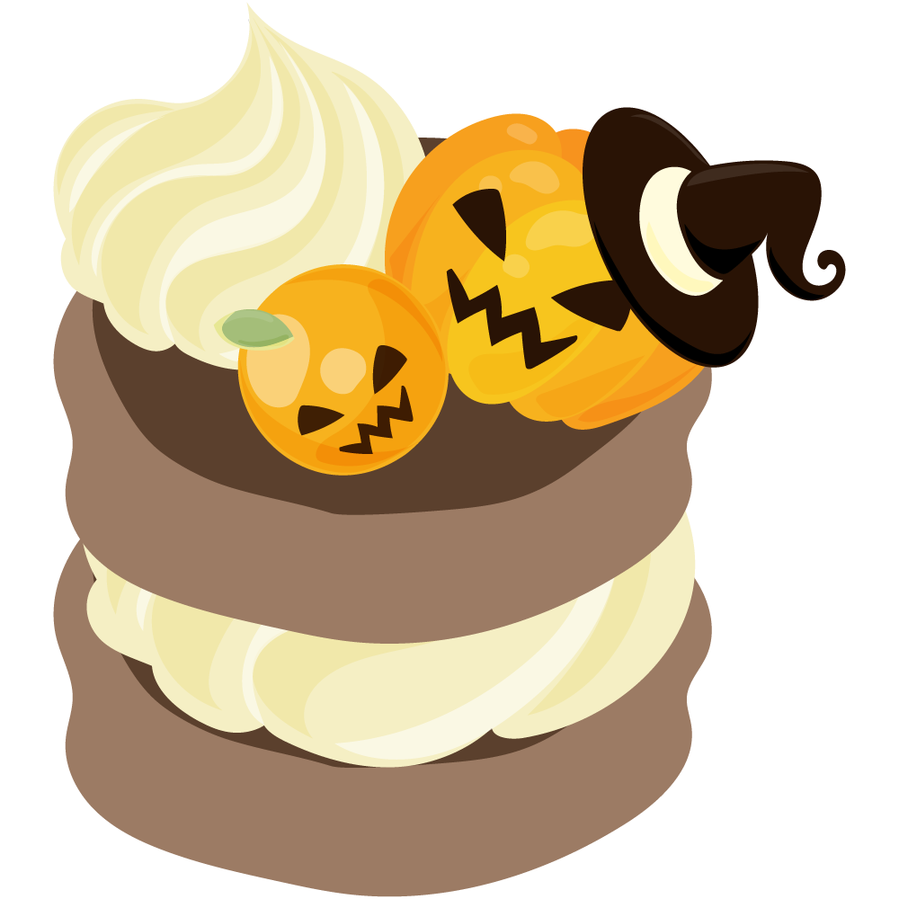 美味しそうなハロウィンスイーツのフリーイラスト素材　-パンケーキ-