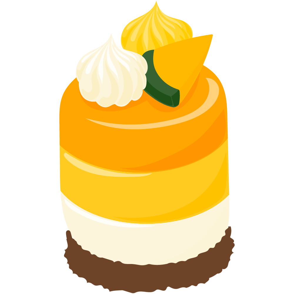 美味しそうなかぼちゃスイーツのフリーイラスト素材　-３色レアチーズケーキ-