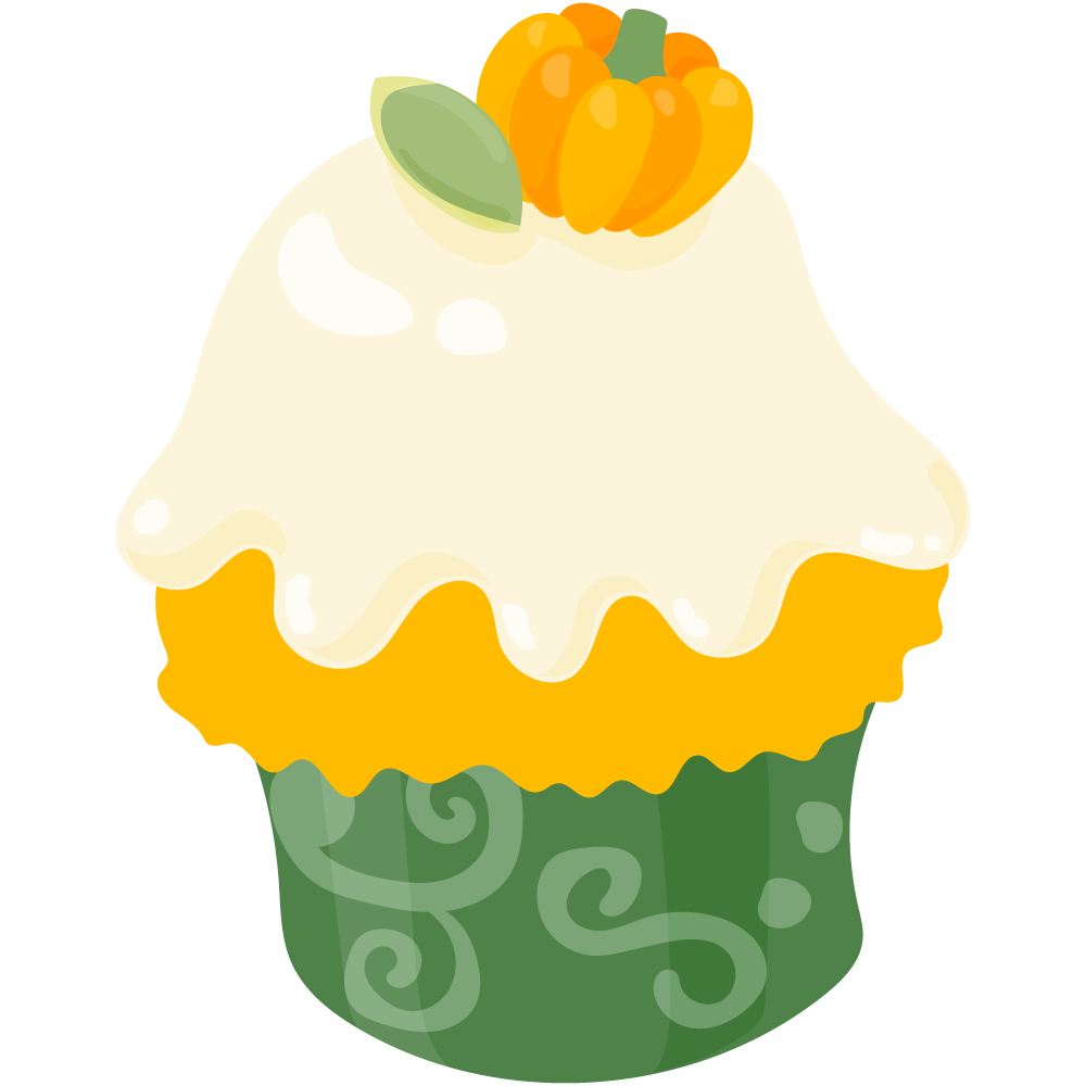 美味しそうなかぼちゃスイーツのフリーイラスト素材　-カップケーキ-