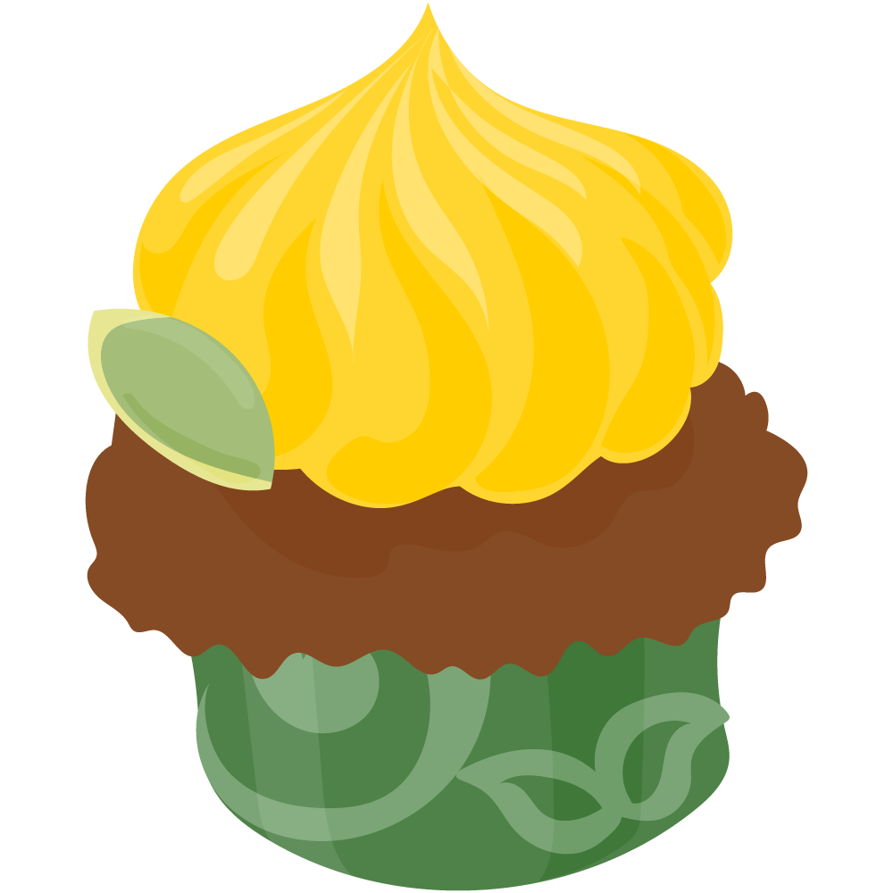 美味しそうなかぼちゃスイーツのフリーイラスト素材　-チョコレートカップケーキ-