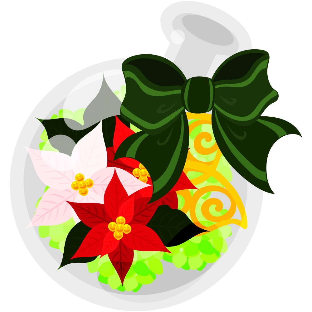 おしゃれなポインセチアのフリーイラスト素材　-ハーバリウム-