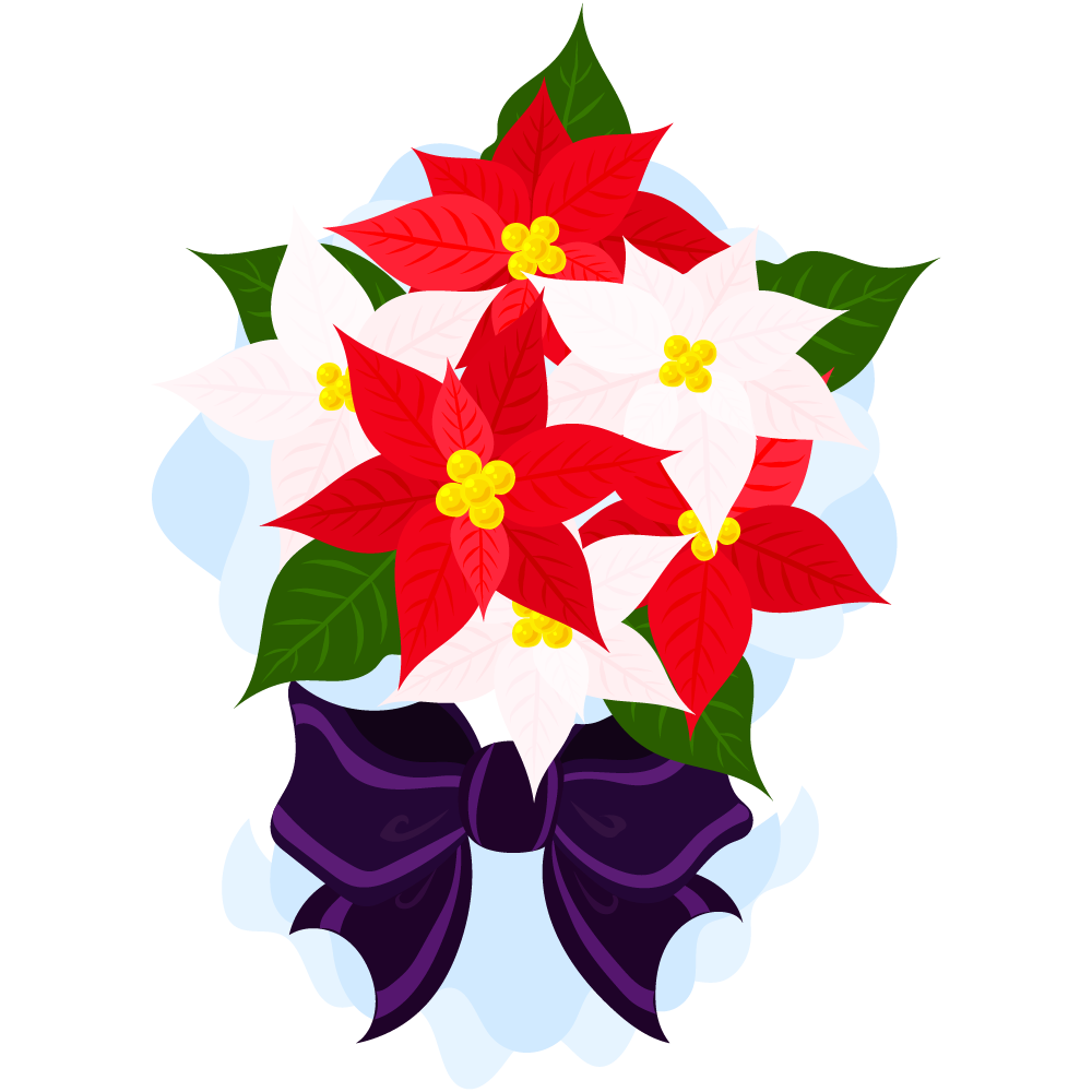 おしゃれなポインセチアのフリーイラスト素材　-ブーケ-
