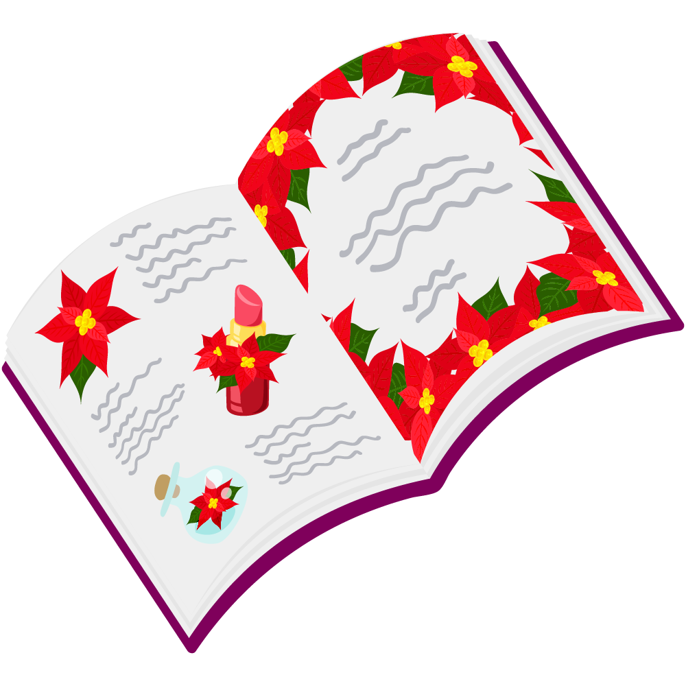 おしゃれなポインセチアのフリーイラスト素材　-本-