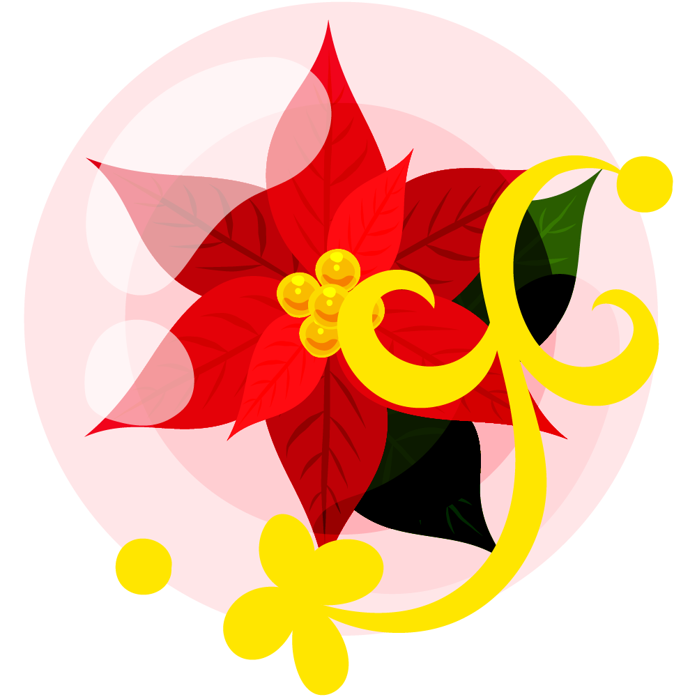 おしゃれなポインセチアのフリーイラスト素材　-クリスタル-