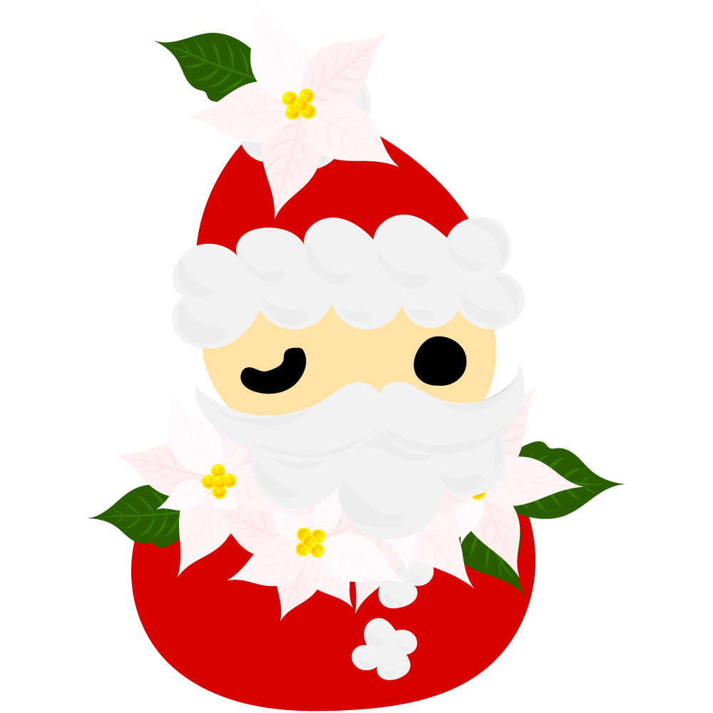 おしゃれなポインセチアのフリーイラスト素材　-サンタクロース-