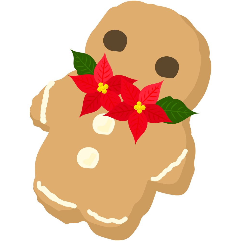 おしゃれなポインセチアのフリーイラスト素材　-クッキー-