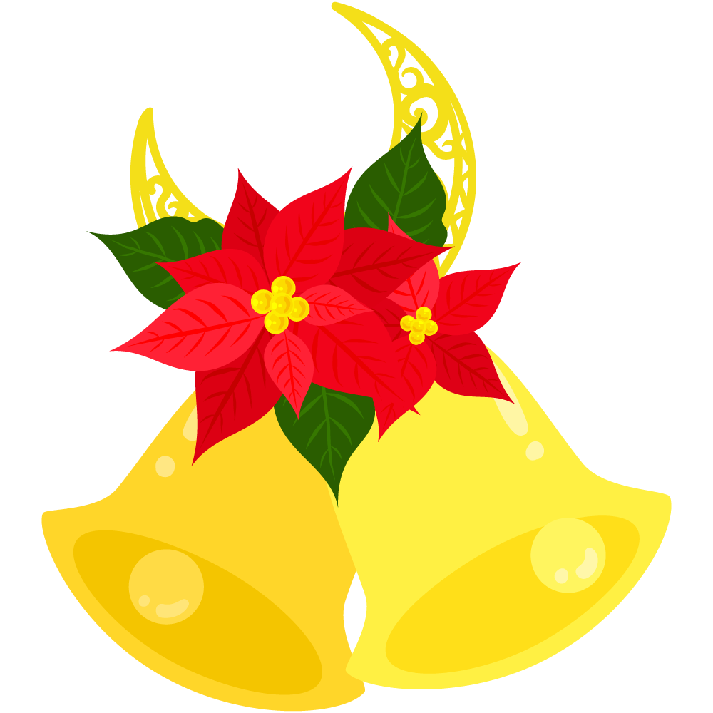 おしゃれなポインセチアのフリーイラスト素材　-クリスマスベル-