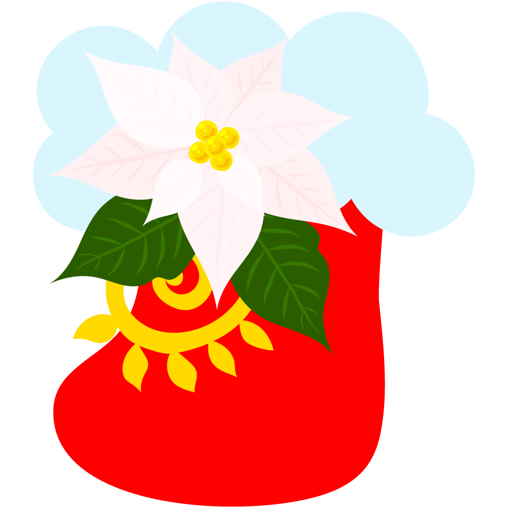 おしゃれなポインセチアのフリーイラスト素材　-サンタの靴-