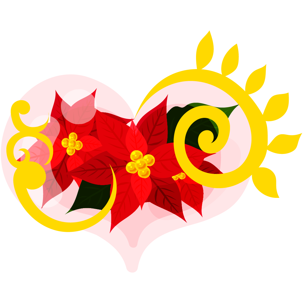 おしゃれなポインセチアのフリーイラスト素材　-クリスタル-