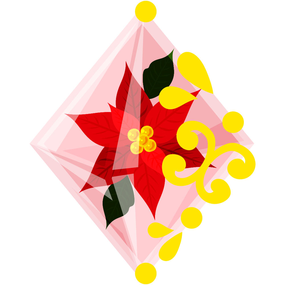 おしゃれなポインセチアのフリーイラスト素材　-クリスタル-