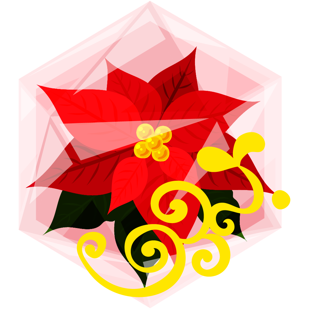 おしゃれなポインセチアのフリーイラスト素材　-クリスタル-