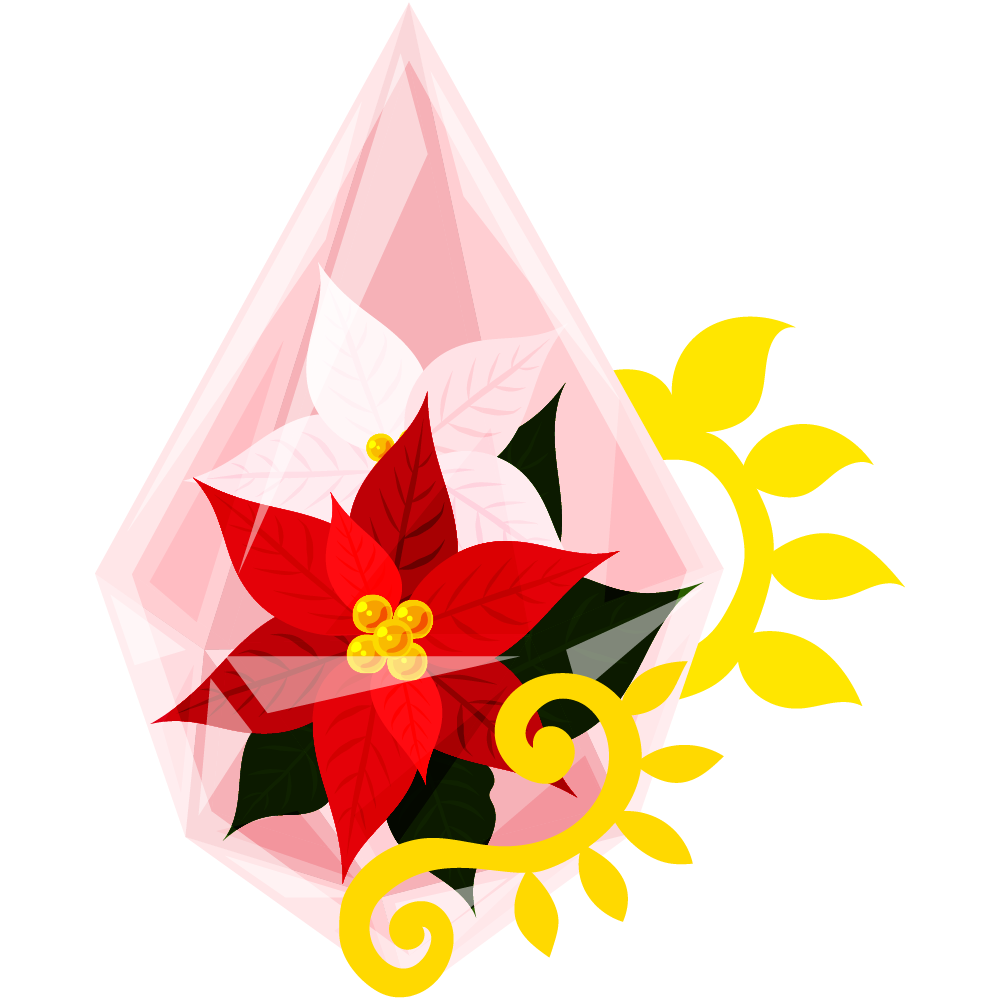 おしゃれなポインセチアのフリーイラスト素材　-クリスタル-