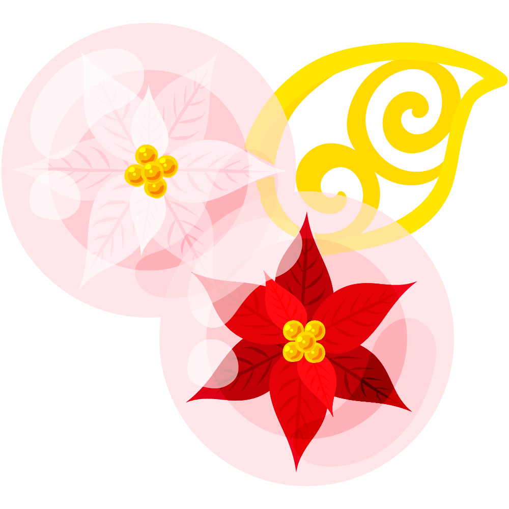 おしゃれなポインセチアのフリーイラスト素材　-クリスタル-