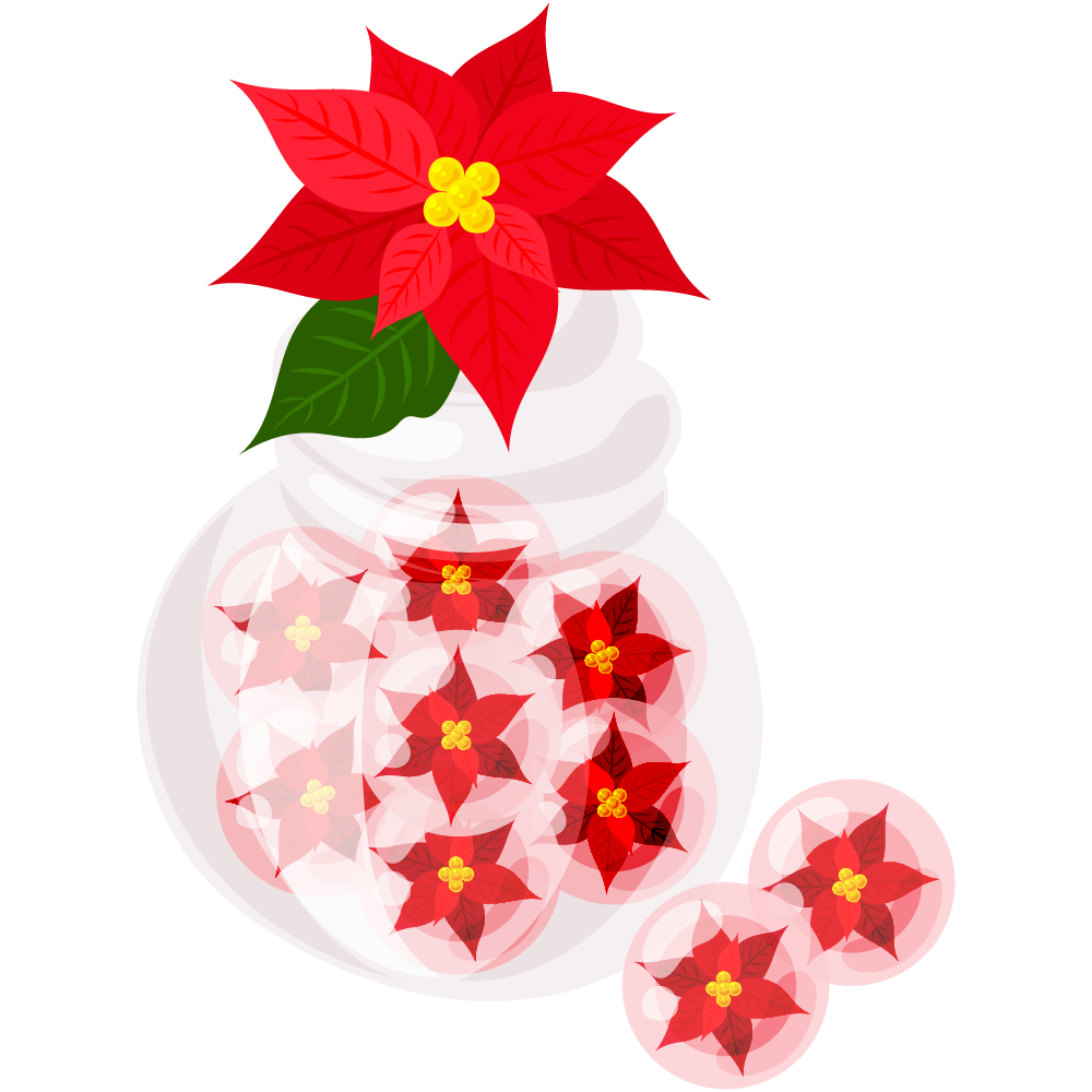 おしゃれなポインセチアのフリーイラスト素材　-キャンディ-