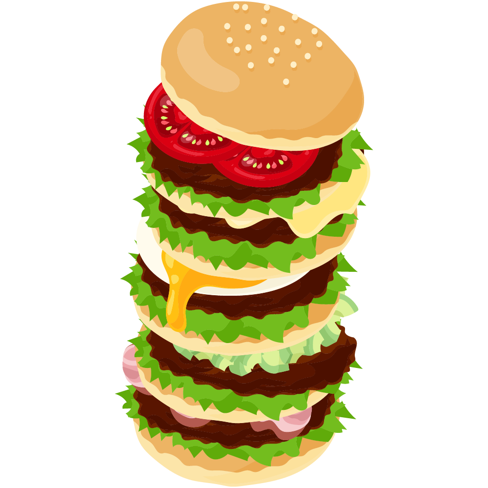 美味しそうなハンバーガーのフリーイラスト素材　-スペシャルバーガー-