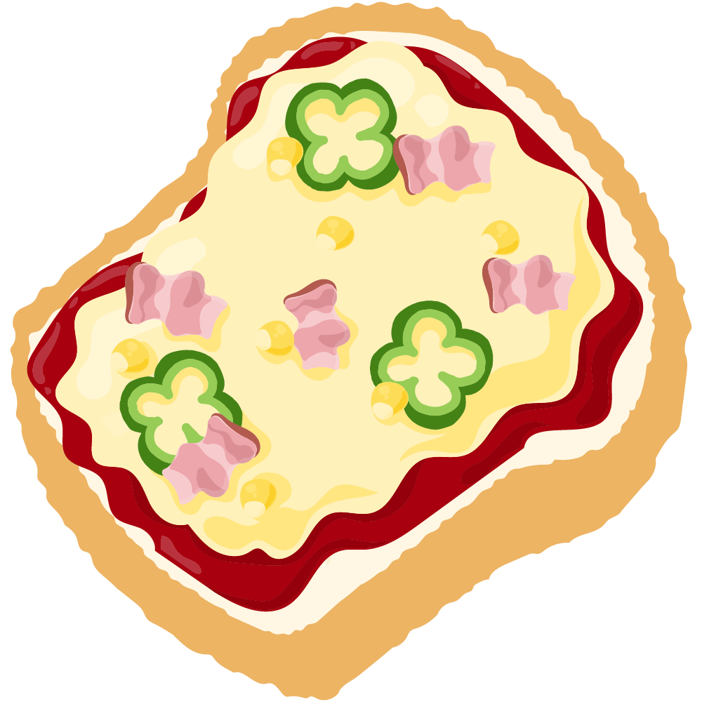 美味しそうなオープンサンドのフリーイラスト素材　-ピザトースト-