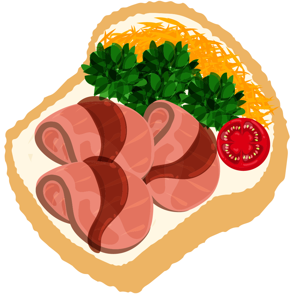 美味しそうなオープンサンドのフリーイラスト素材　-ローストビーフ-