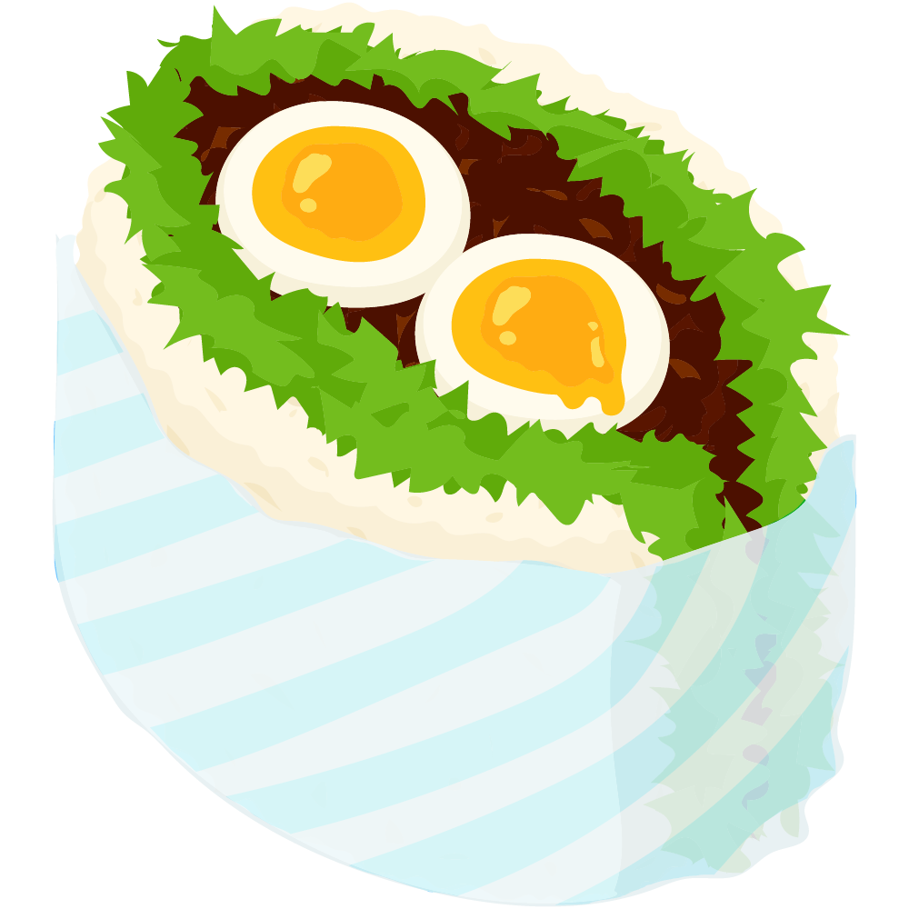 美味しそうなサンドイッチのフリーイラスト素材　-ひき肉とゆで卵-