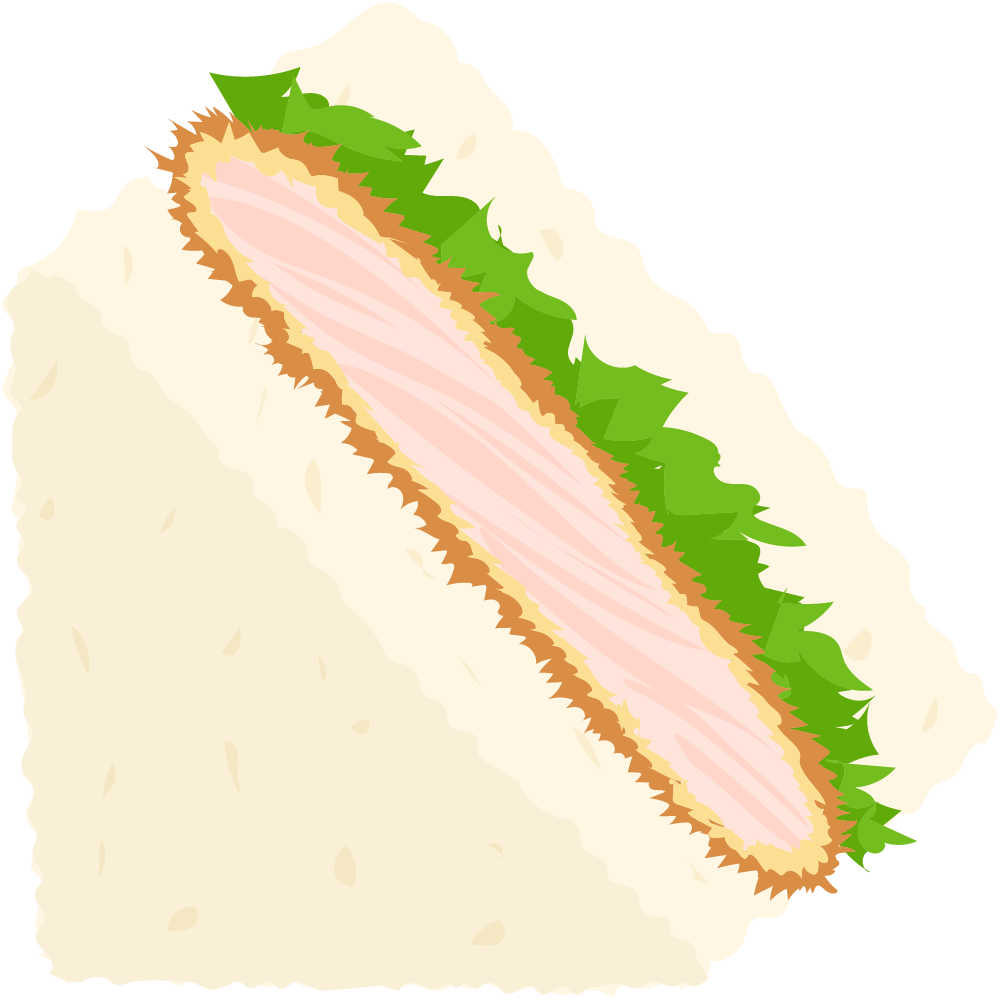 美味しそうなサンドイッチのフリーイラスト素材　-カツサンド-